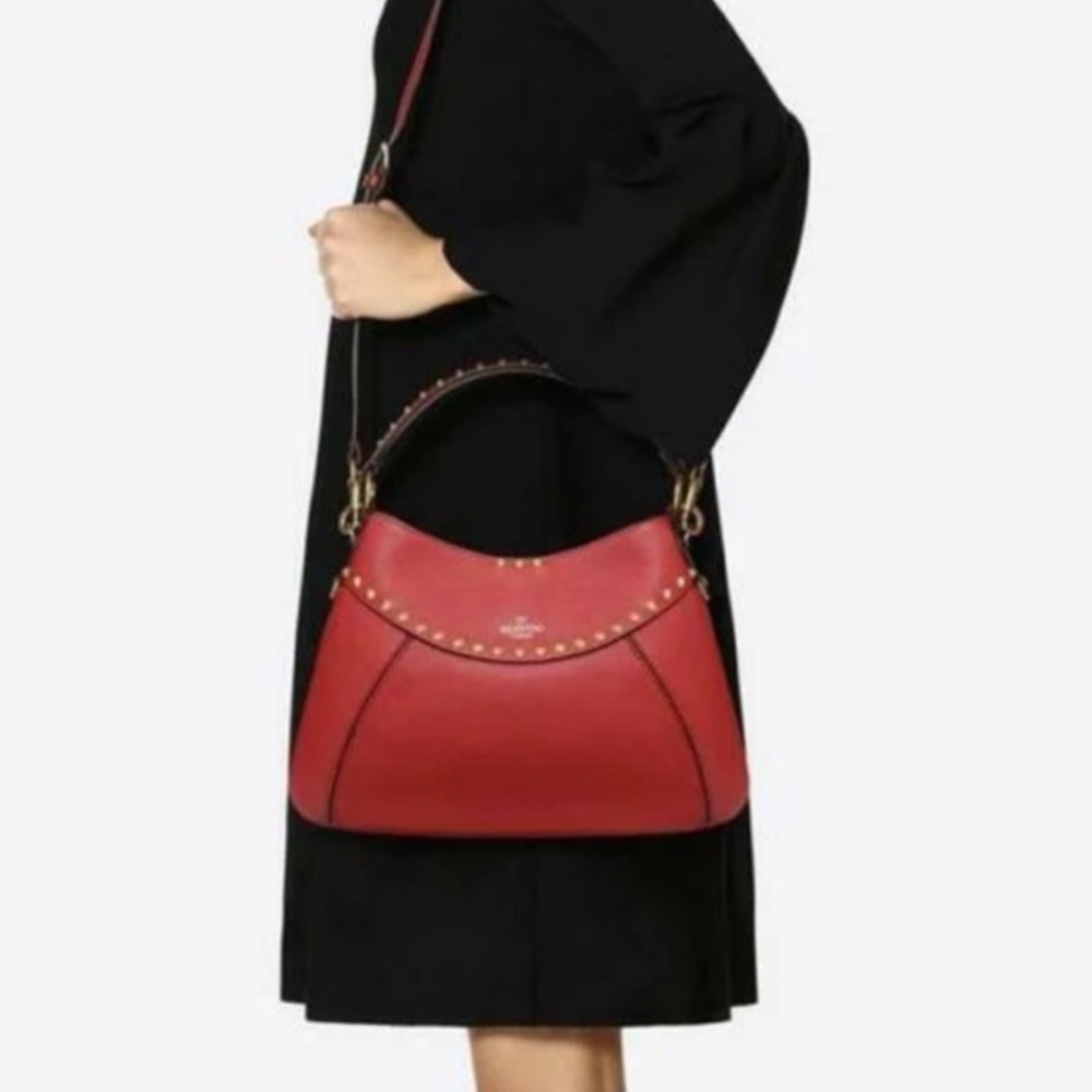 Valentino buffed Calfskin Medium Twinkle Studs Hobo crossbody bag